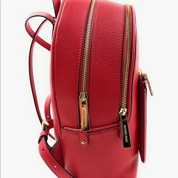 Brand New Michael Kors Red With Gold Hardware Adina Medium Pebbled Backpack - Picture 2 of 5